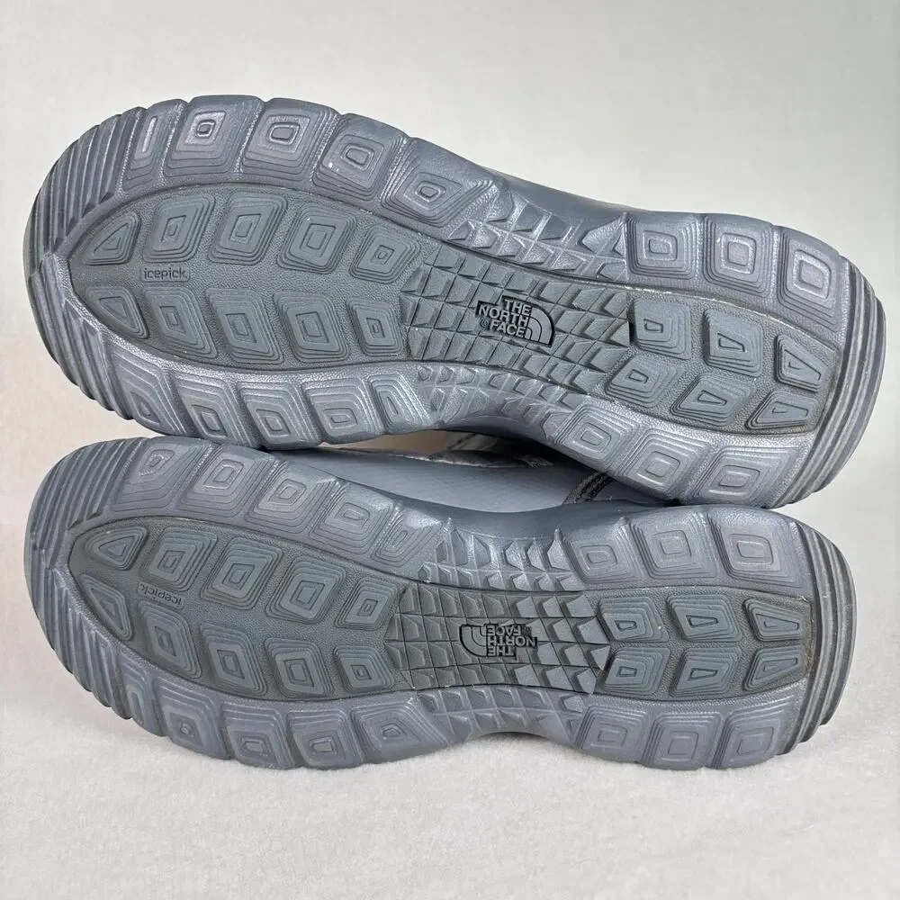 North Face Thermoball Microbaffle Insulated Zip Bootie Women's 6 Silver Grey